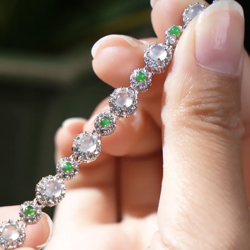 Green Waves Ice Type Jadeite Bracelets Women's-2