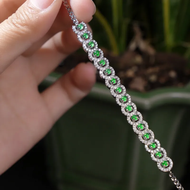 Green Waves Glutinous Jade Jadeite Bracelets Women's-2