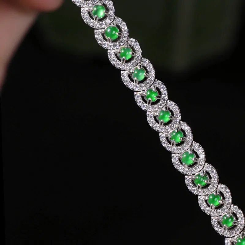 Green Waves Glutinous Jade Jadeite Bracelets Women's-4
