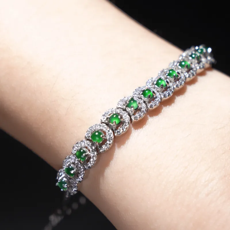 Green Waves Glutinous Jade Jadeite Bracelets Women's-1