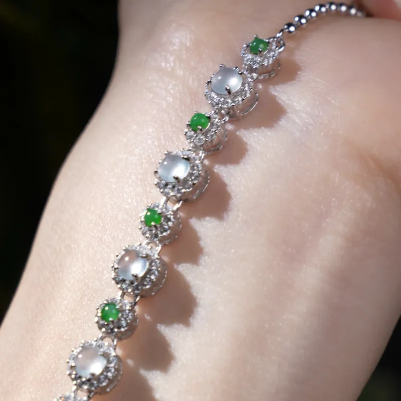 Green Waves Ice Type Jadeite Bracelets Women's-3