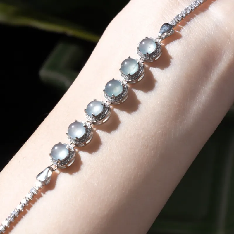 Green Waves Ice Glutinous Jadeite Bracelets Women's-2