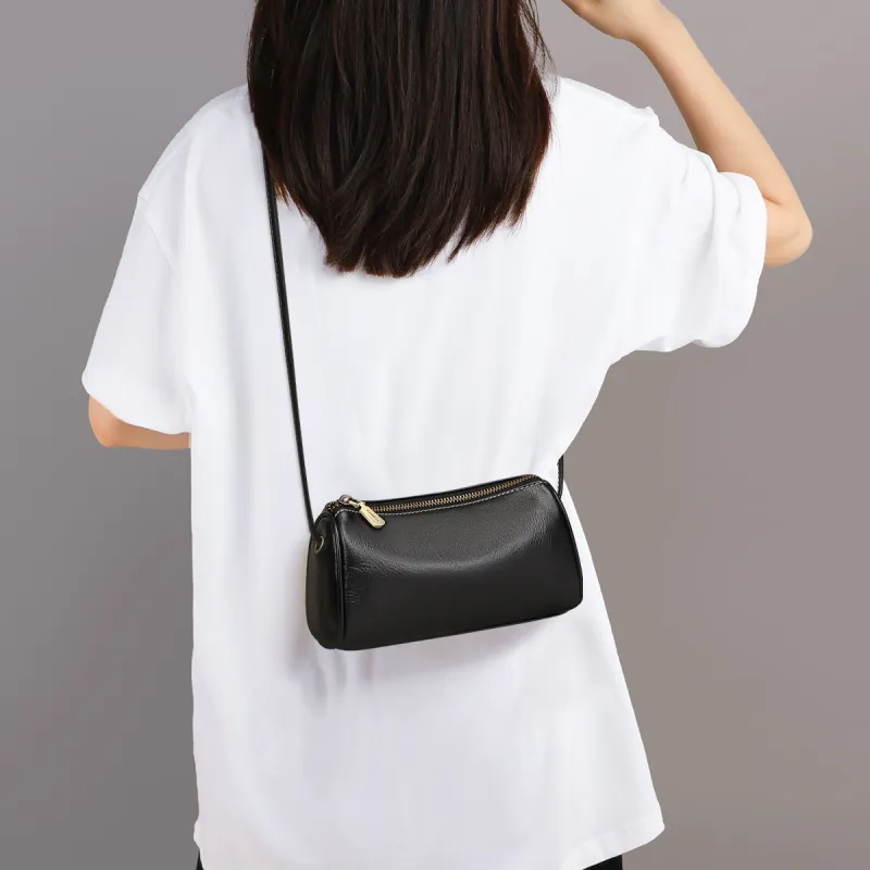 COMELY Cow Leather Bonded Synthetic Leather Shoulder Bag Crossbody Bag Regular Women's Vintage White/Black-7