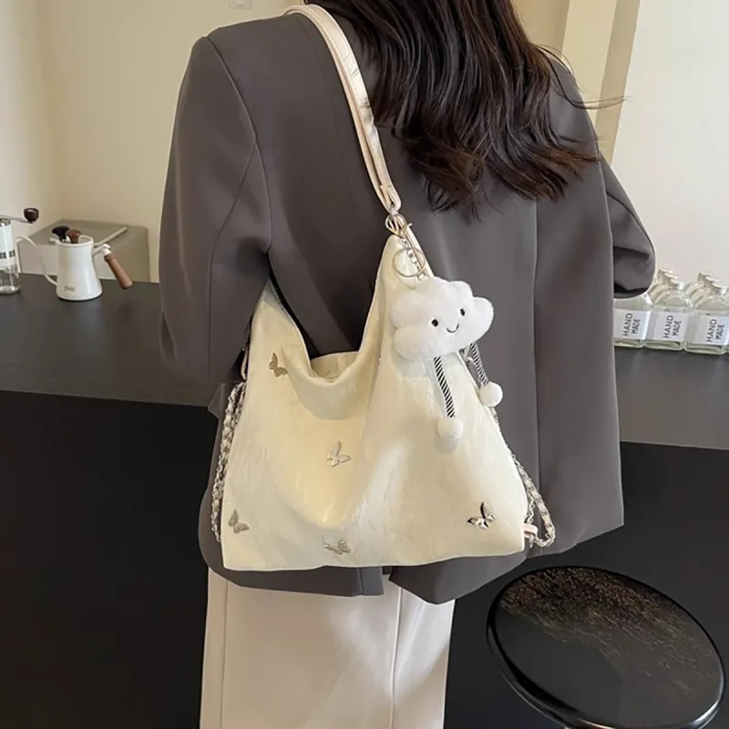 COMELY Synthetic Leather Multifunction Shoulder Bag, Crossbody Bag Regular Women's Ecru-1