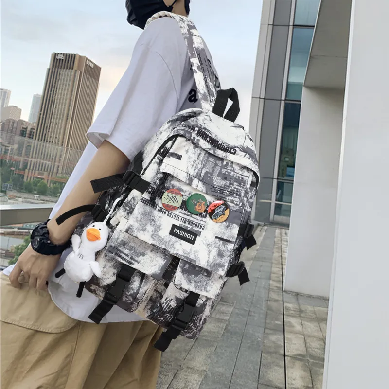COMELY Fabric Backpack Medium Size Unisex Ecru-4