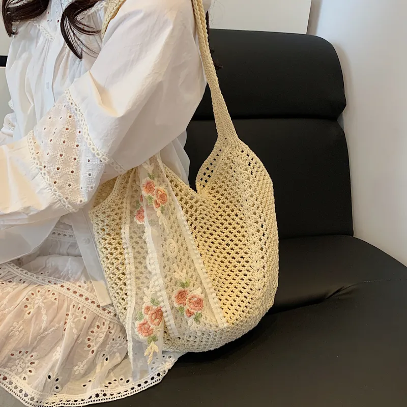 COMELY Fabric Shoulder Bag, Handbag Regular Women's Ecru-4