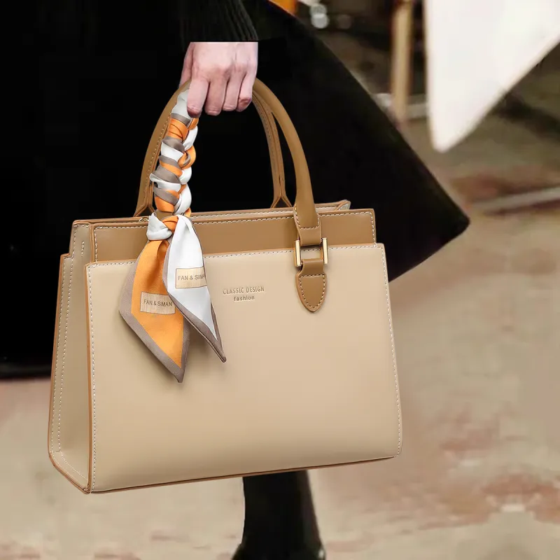 COMELY Cow Leather Handbag, Mommy Tote, Tote Bag, Shopping Bag, Shoulder Bag, Crossbody Bag Regular Women's Khaki-1