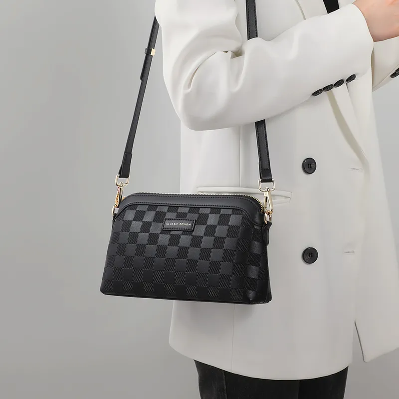 COMELY Split Cow Leather With Synthetic Leather Crossbody Bag, Shoulder Bag Regular Women's Black-1