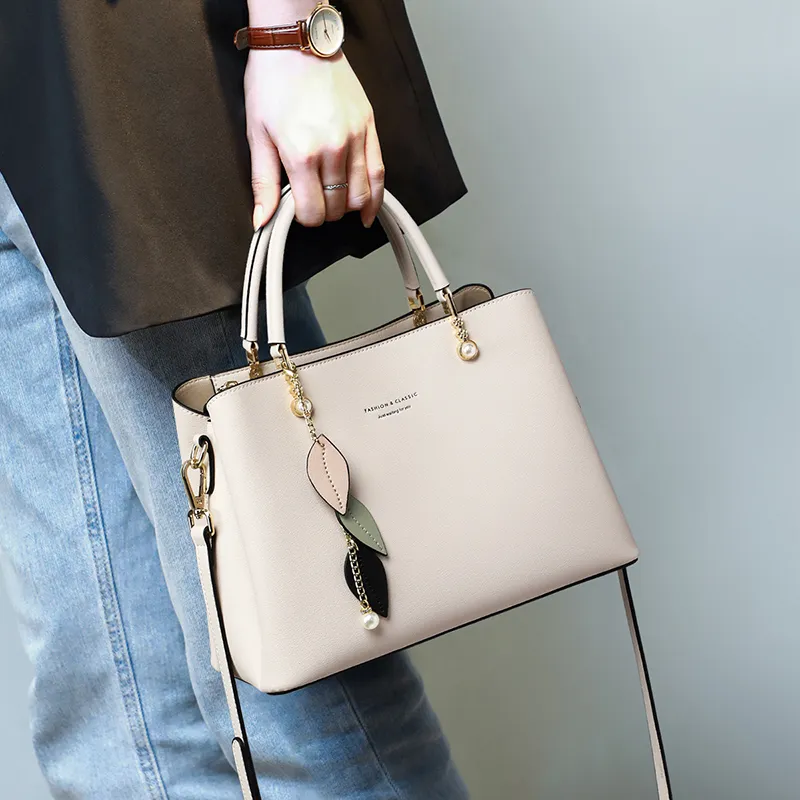 COMELY Cow Leather Handbag Shoulder Bag Crossbody Bag Kelly Bag Regular Women's Ecru-1