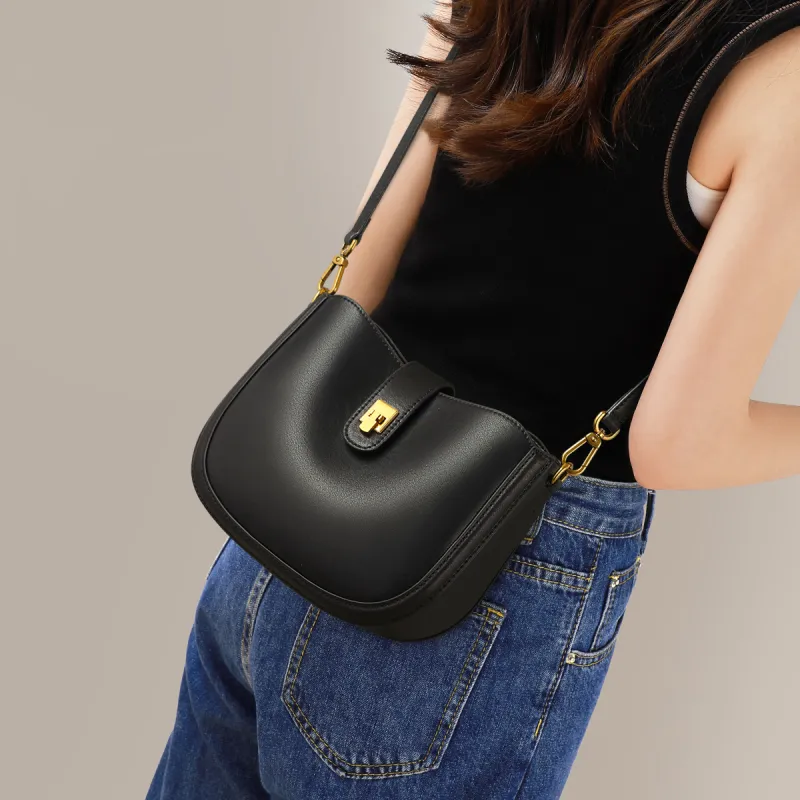 COMELY Cow Leather Shoulder Bag Crossbody Bag Women's Coffee-6