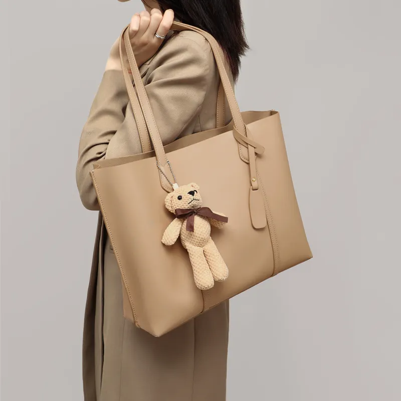 COMELY Cow Leather Patchwork Synthetic Leather Shoulder Bag Tote Regular Women's Blue Apricot Smoke Gray-11