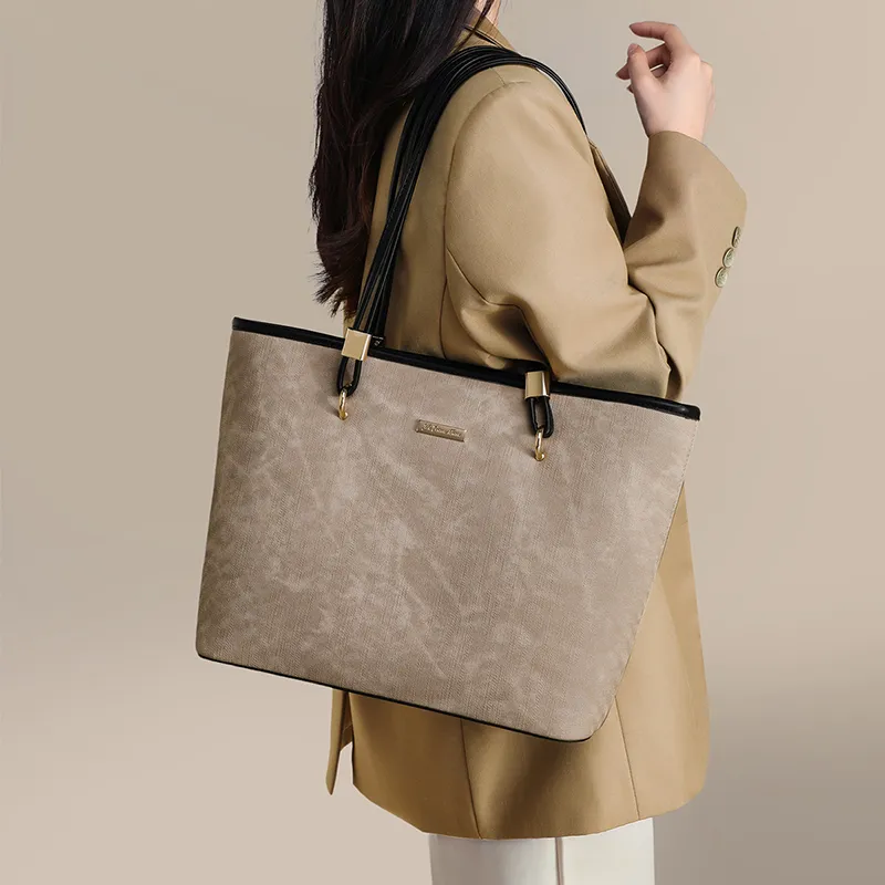 COMELY Synthetic Leather Tote Bag Shopping Bag Shoulder Bags Regular Women's Ink Black-4
