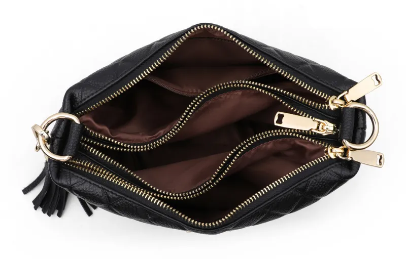 COMELY Cow Leather With Synthetic Leather Shoulder Bag, Crossbody Bag Regular Women's Black-3