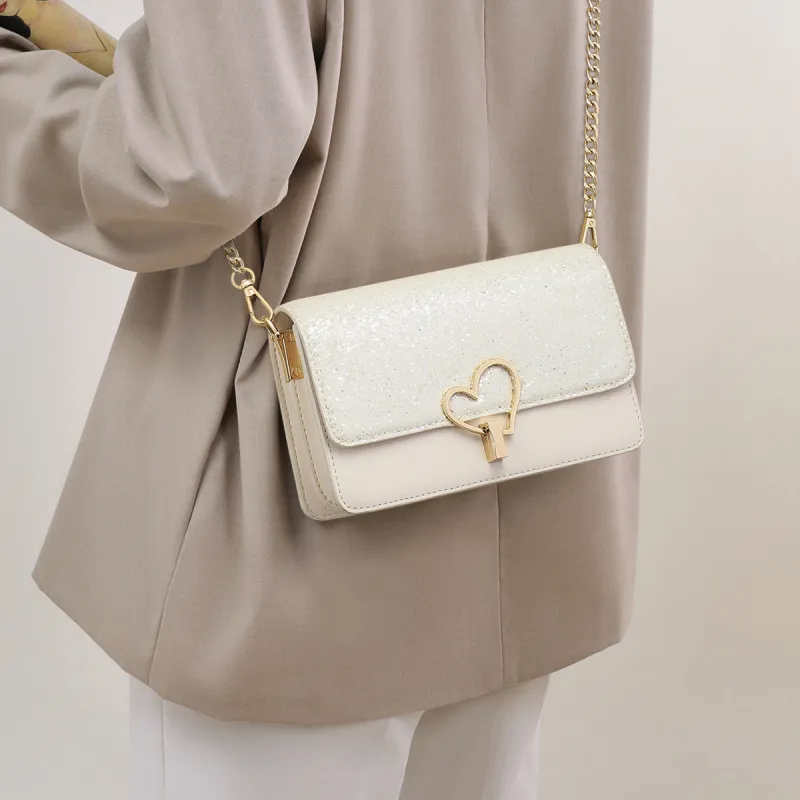 COMELY Composite Material Shoulder Bag Crossbody Bag Small Size Women's White-4