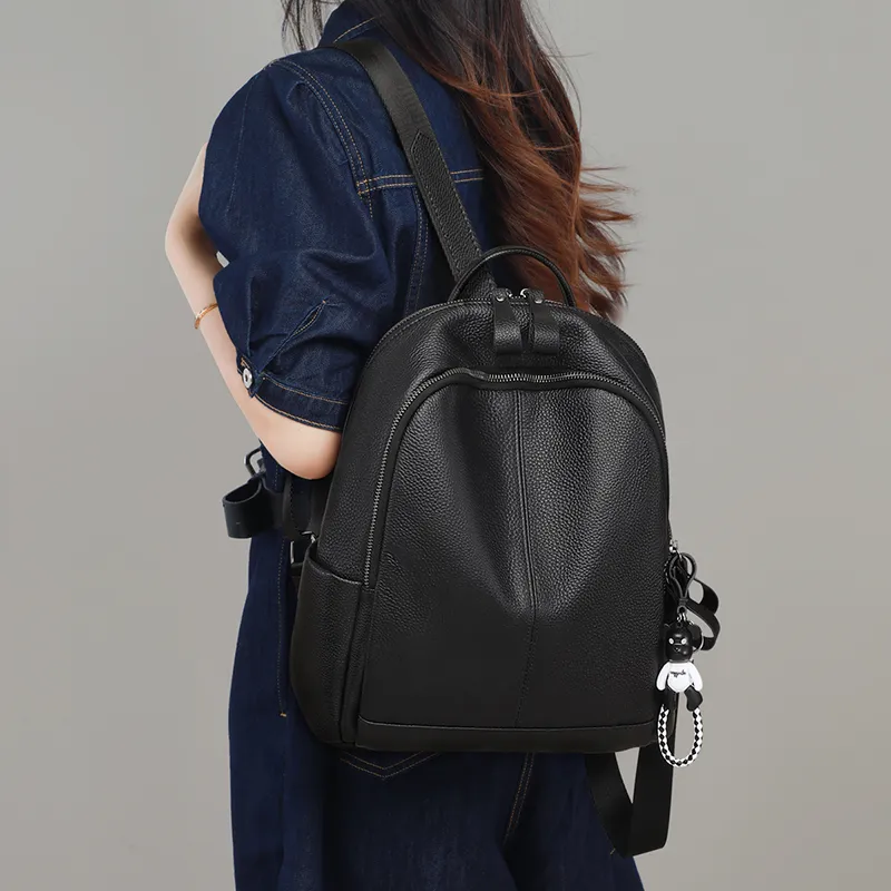 COMELY Cow Leather Mom Bag Travel Backpack Regular Women's Black-1