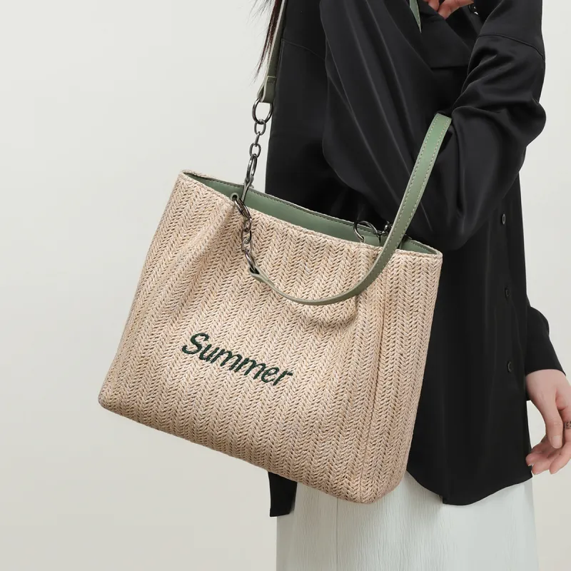 COMELY Polyester Tote Bag Shopping Bag Shoulder Bags Women's Green-4