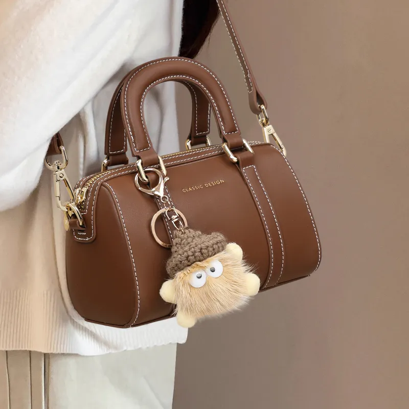 COMELY Cow Leather Boston Bag Crossbody One Shoulder Handbags Regular Women's Brown-1