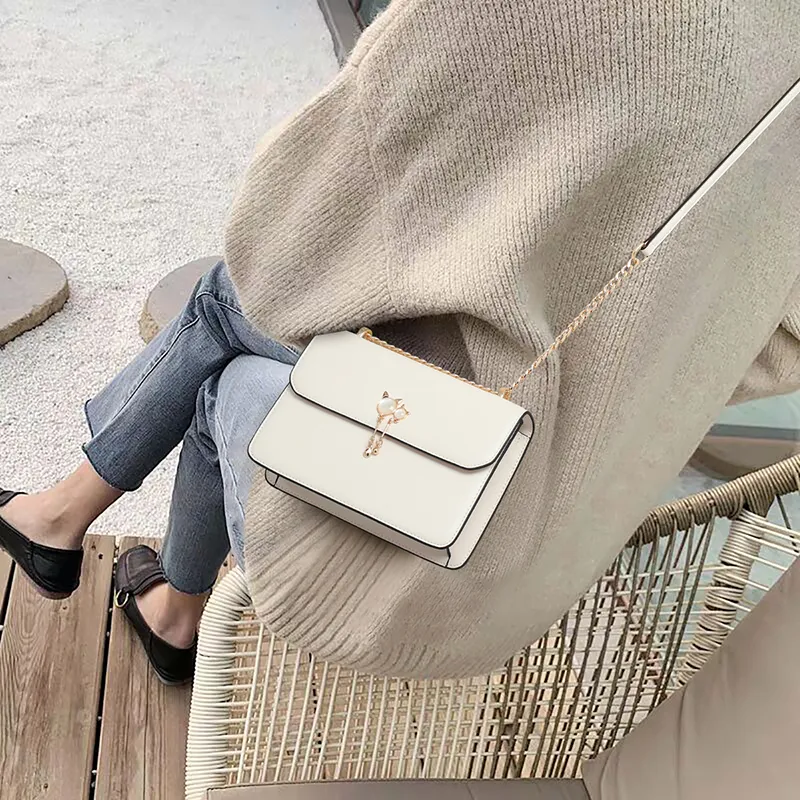 COMELY Cow Leather Patchwork Synthetic Leather Small Square Bag Shoulder Bag Regular Women's White-3
