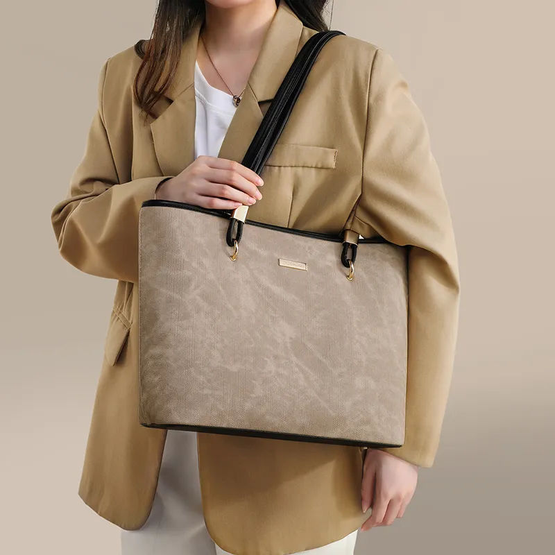 COMELY Synthetic Leather Tote Bag Shopping Bag Shoulder Bags Regular Women's Ink Black-2