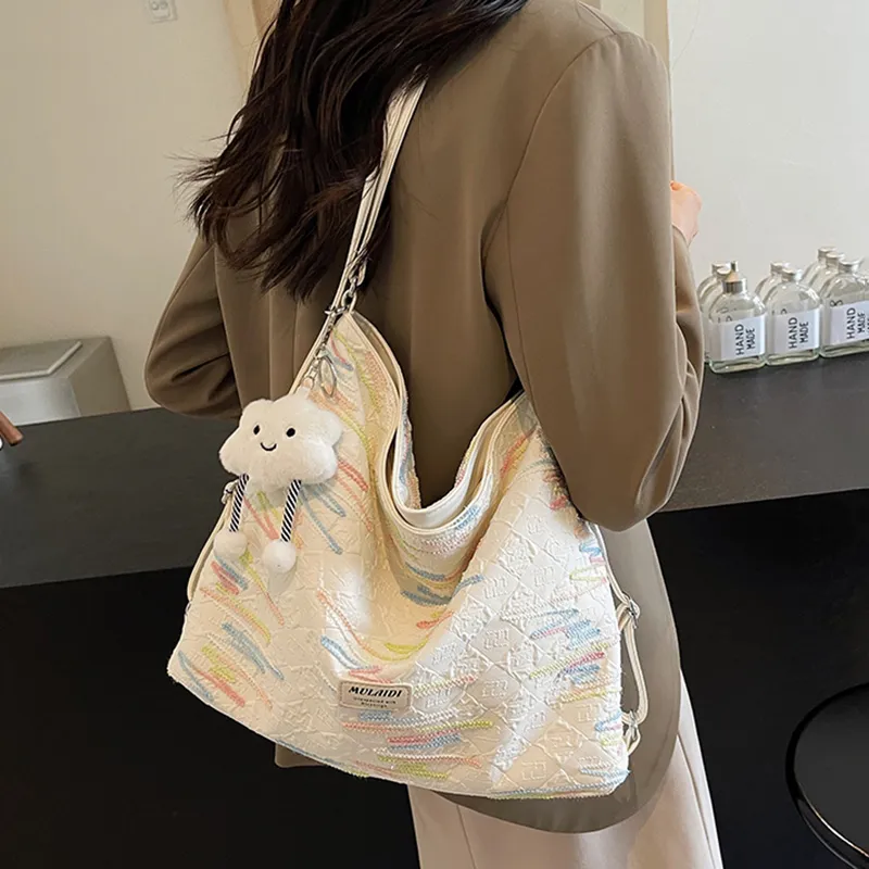 COMELY Fabric One Shoulder Crossbody Backpack Tote Regular Women's Ecru-3