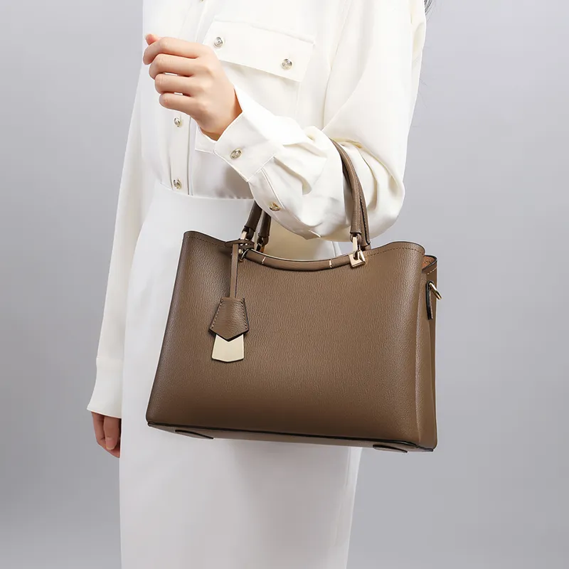COMELY Cow Leather One Shoulder Handbag Women's Coffee-3