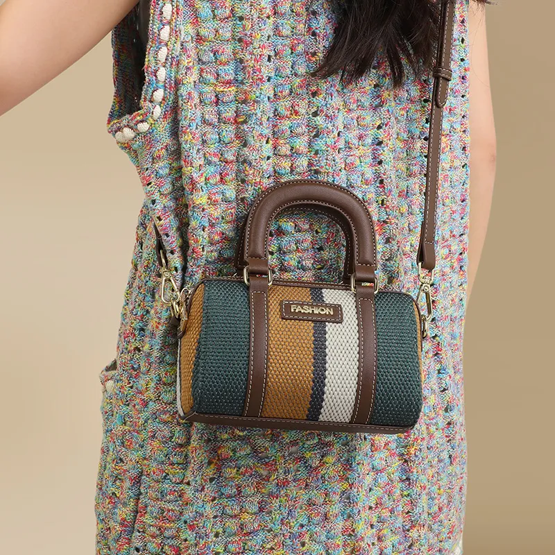 COMELY Fabric With Synthetic Leather Handbag Regular Women's Blue-3