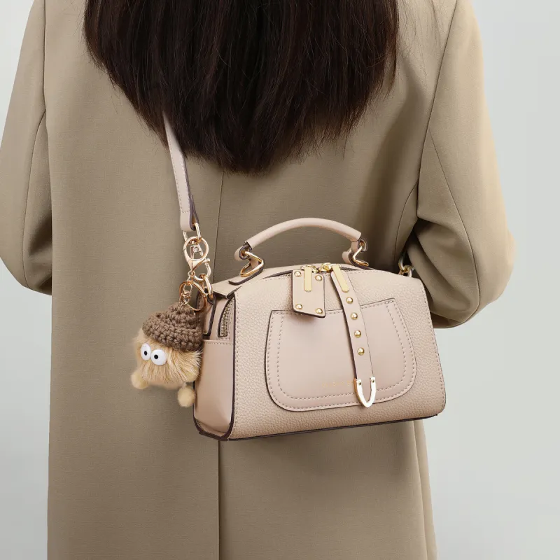 COMELY Cow Leather Patchwork Synthetic Leather One Shoulder Handbags Regular Women's Elephant Gray-4