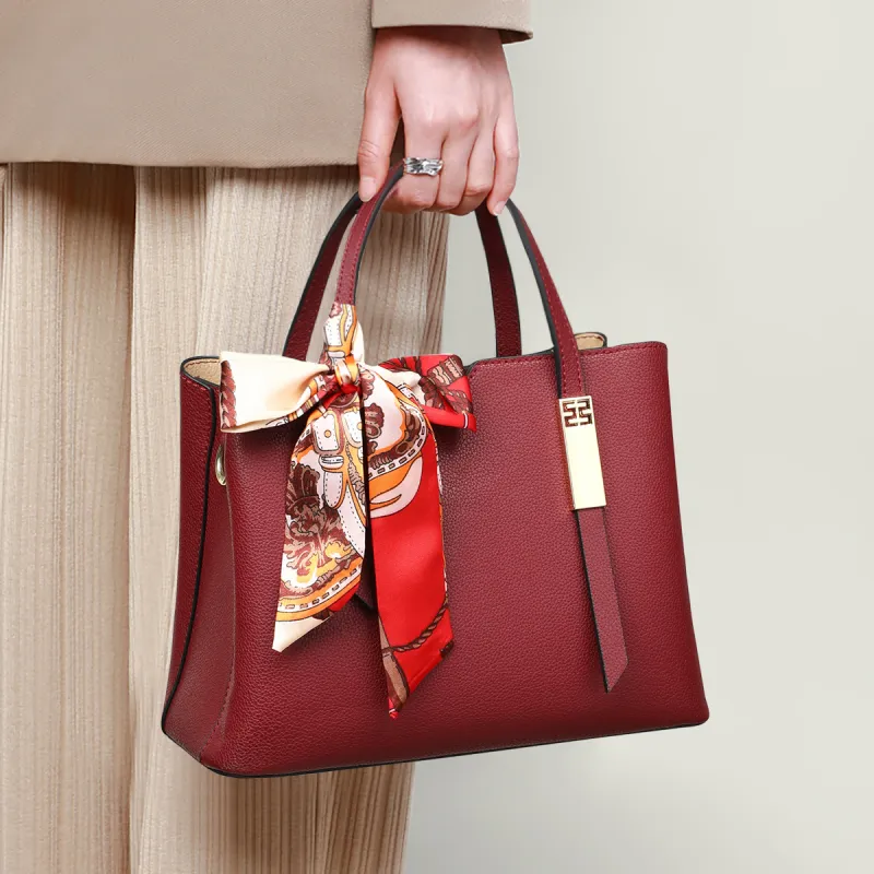 COMELY Cow Leather With Synthetic Leather Bride's Shoulder Bag Handbag Women's Burgundy-5