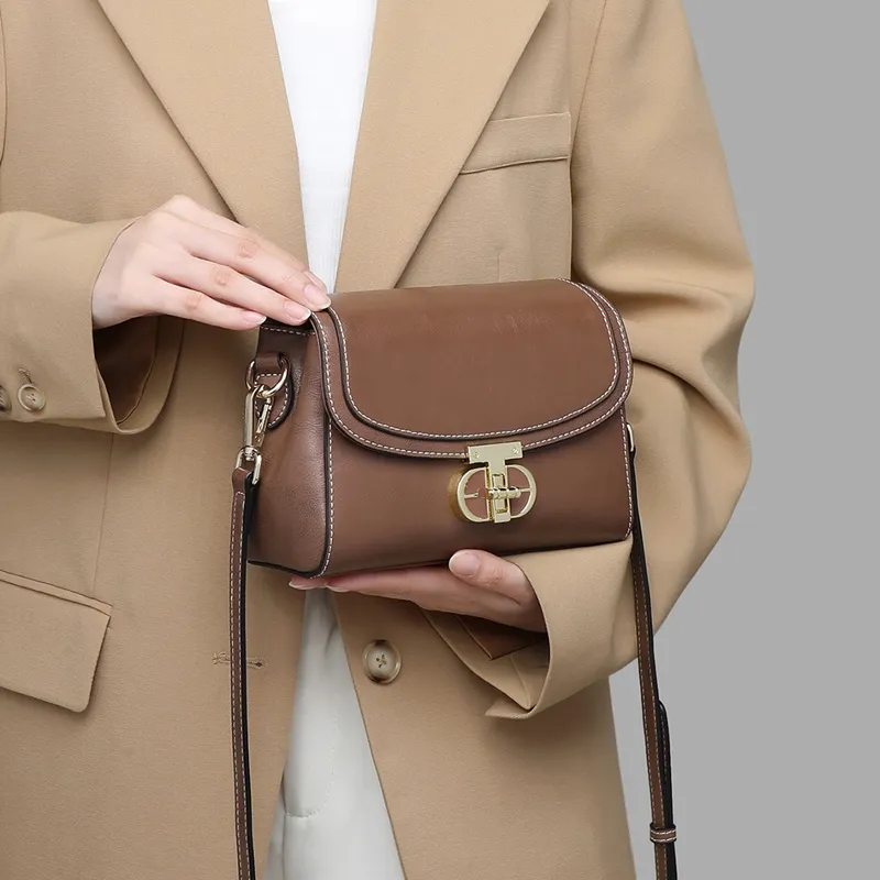 COMELY Cow Leather Patchwork Synthetic Leather Mom Bag Crossbody Bag Regular Women's Brown-3
