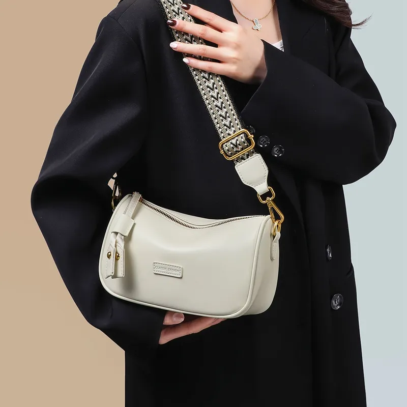 COMELY Cow Leather Pillow Bag, Shoulder Bag, Crossbody Bag Regular Women's Milkshake White-2