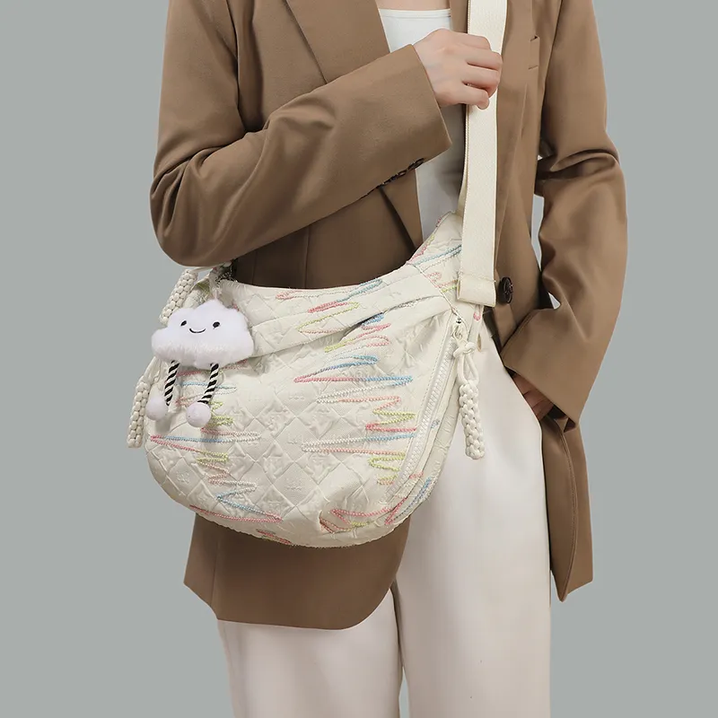 COMELY Fabric Shoulder Bag Regular Women's Ecru-1
