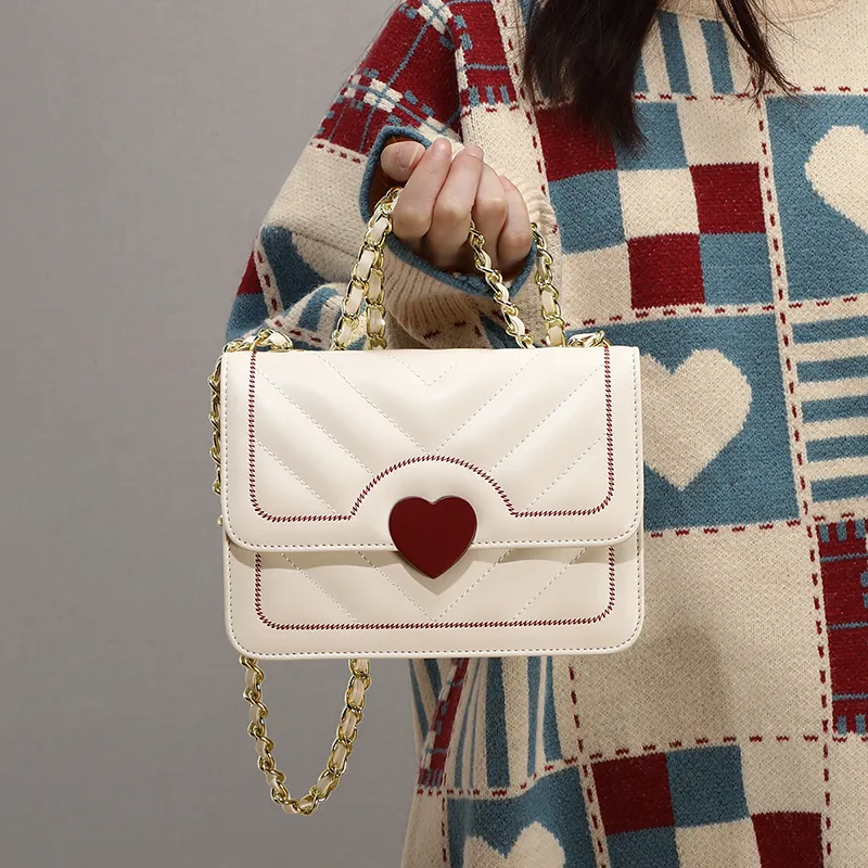 COMELY Synthetic Leather Small Square Bag Chain Bag Regular Women's White-1