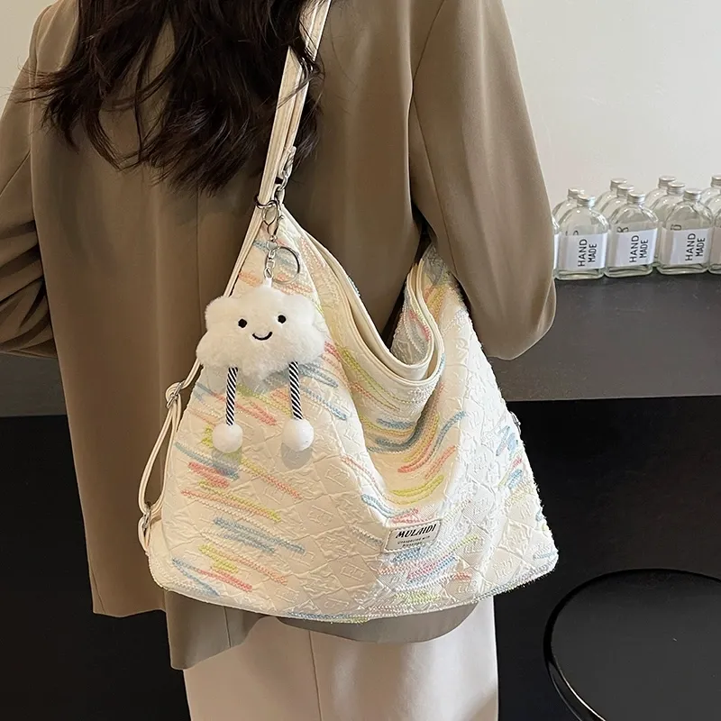 COMELY Fabric One Shoulder Crossbody Backpack Tote Regular Women's Ecru-1