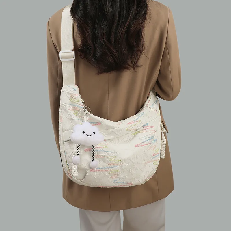 COMELY Fabric Shoulder Bag Regular Women's Ecru-3
