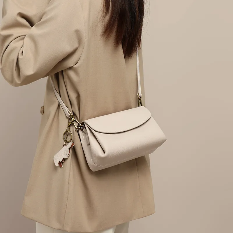 COMELY Cow Leather Bonded Synthetic Leather Crossbody Bags Shoulder Bags Mini Women's Ecru-2