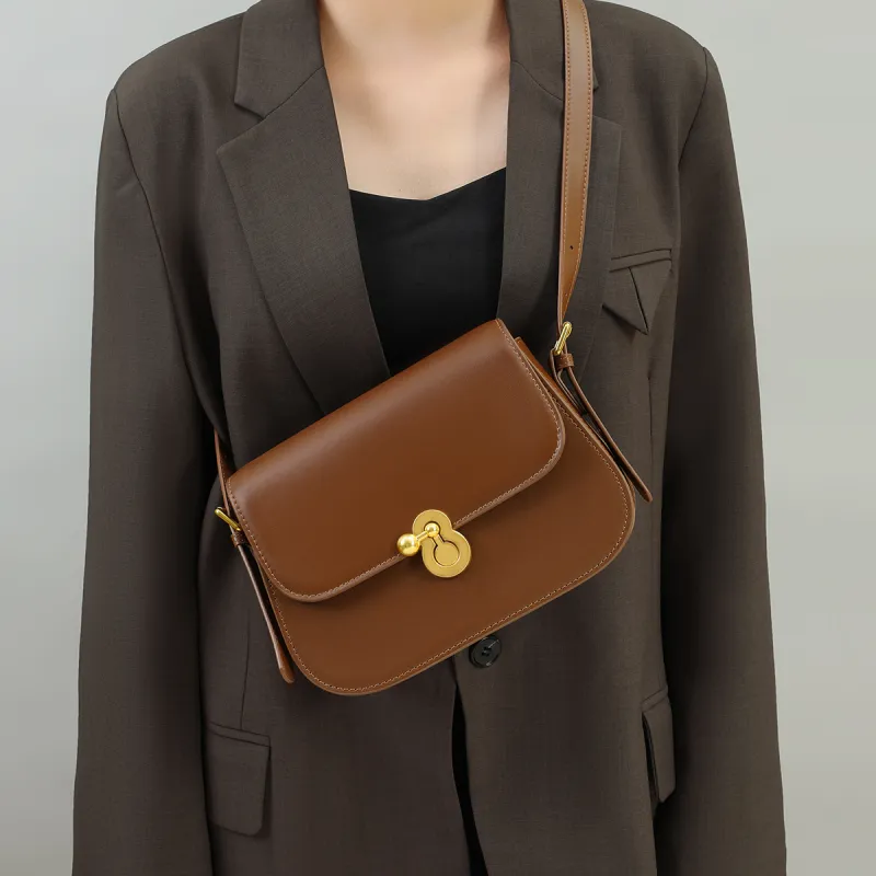 COMELY Cow Leather Bonded Synthetic Leather Small Square Bag Shoulder Bag Crossbody Bag Small Size Women's Coffee-6