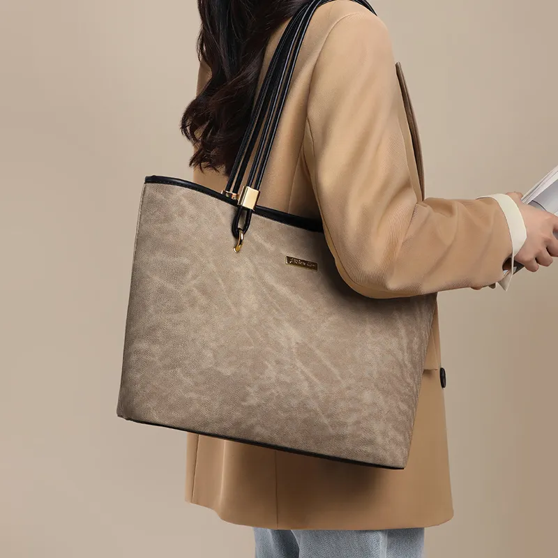 COMELY Synthetic Leather Tote Bag Shopping Bag Shoulder Bags Regular Women's Ink Black-1