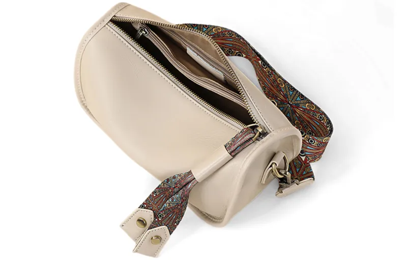 COMELY Cow Leather Dumpling Bag, Shoulder Bag, Crossbody Bag Women's White-4