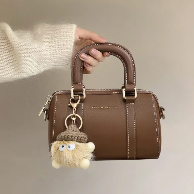 COMELY Cow Leather Boston Bag Crossbody One Shoulder Handbags Regular Women's Brown-2