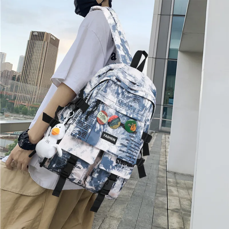 COMELY Fabric Backpack Medium Size Unisex Ecru-7