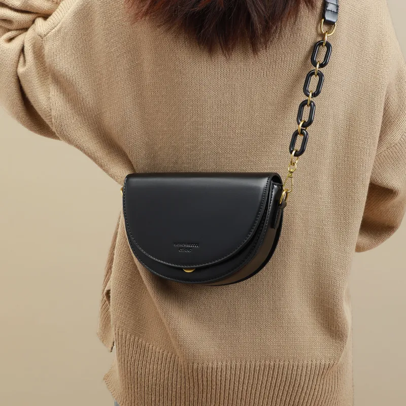 COMELY Cow Leather Patchwork Synthetic Leather Saddle Bag Shoulder Bag Crossbody Bag Regular Women's-6
