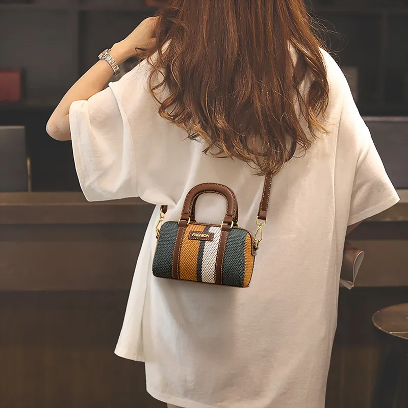 COMELY Fabric With Synthetic Leather Handbag Regular Women's Blue-1