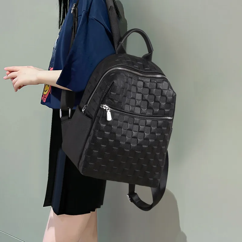 COMELY Cow Leather With Synthetic Leather Backpack Regular Women's White/Black-11