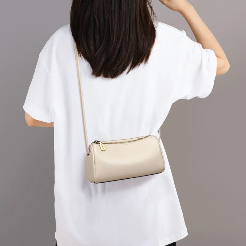 COMELY Cow Leather Bonded Synthetic Leather Shoulder Bag Crossbody Bag Regular Women's Vintage White/Black-1