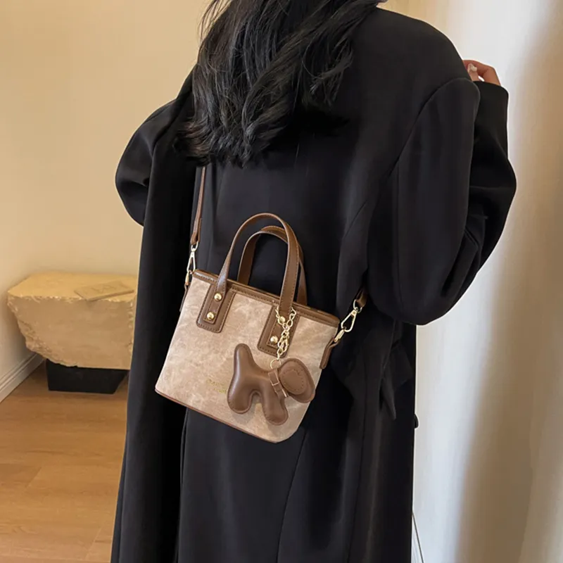 COMELY Synthetic Leather One Shoulder Handbags Regular Women's Brown/Denim Blue-2