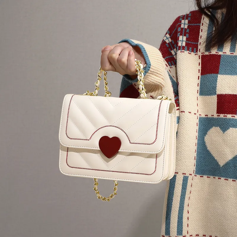 COMELY Synthetic Leather Small Square Bag Chain Bag Regular Women's White-2