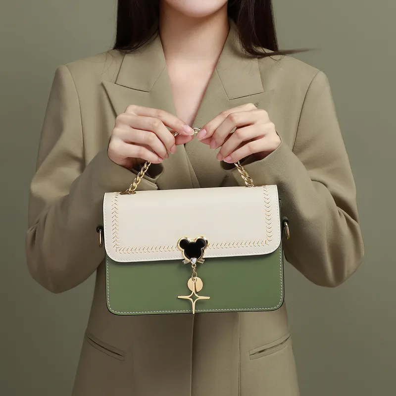 COMELY Cow Leather With Synthetic Leather Handbag, Shoulder Bag Regular Women's Ecru/Blue & White-2