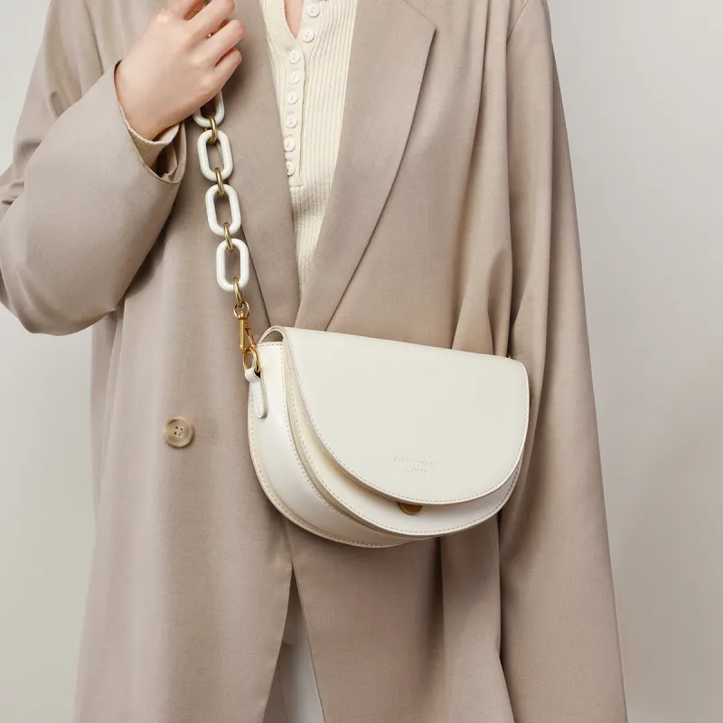 COMELY Cow Leather Patchwork Synthetic Leather Saddle Bag Shoulder Bag Crossbody Bag Regular Women's-9