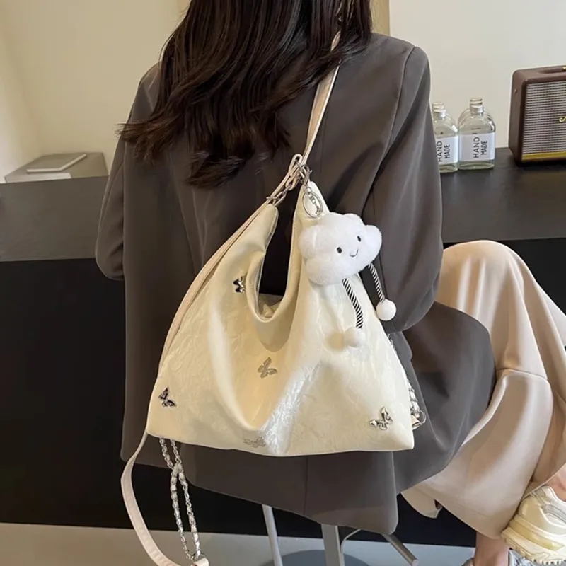 COMELY Synthetic Leather Multifunction Shoulder Bag, Crossbody Bag Regular Women's Ecru-3