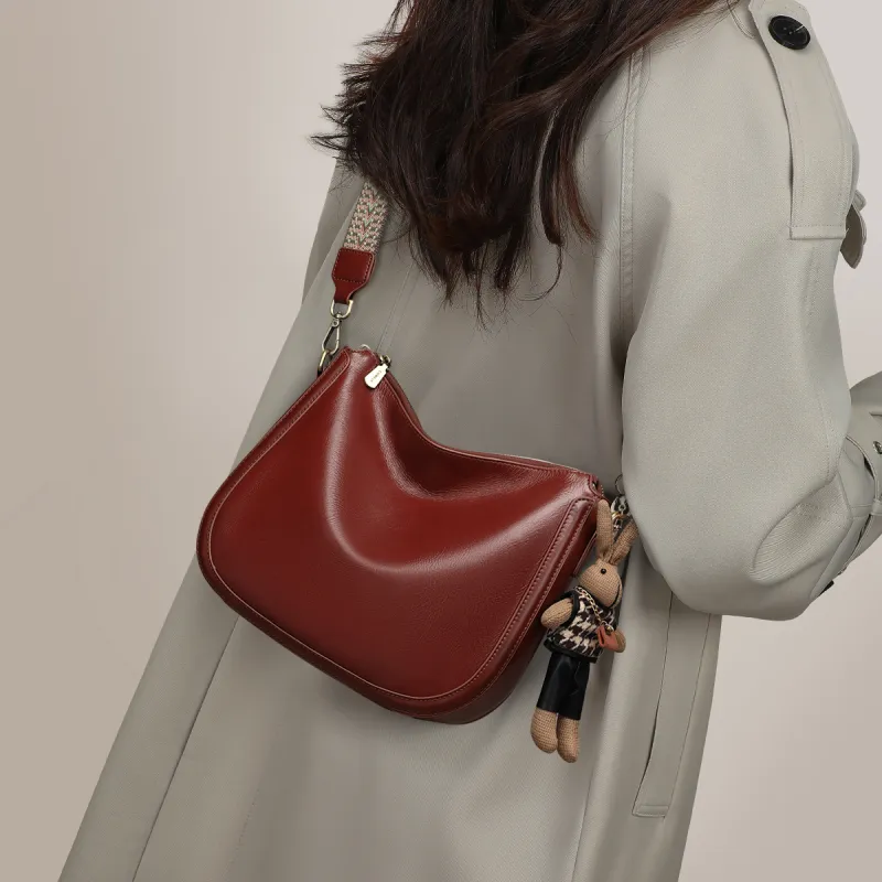 COMELY Cow Leather Patchwork Synthetic Leather Shoulder Bag Crossbody Bag Regular Women's Wine Coffee-6